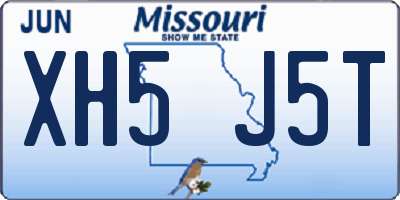 MO license plate XH5J5T