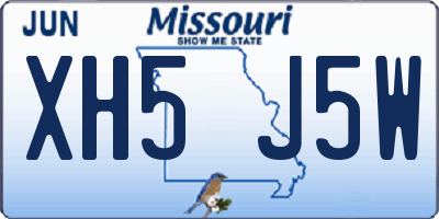 MO license plate XH5J5W