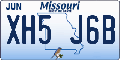 MO license plate XH5J6B