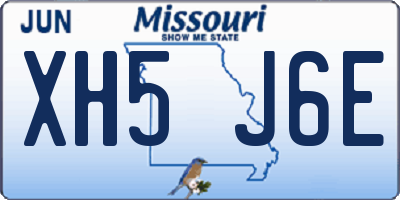 MO license plate XH5J6E