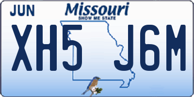MO license plate XH5J6M