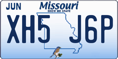 MO license plate XH5J6P