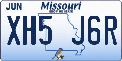 MO license plate XH5J6R