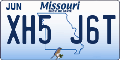 MO license plate XH5J6T