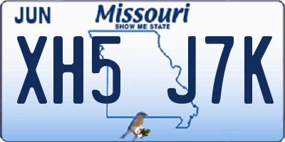 MO license plate XH5J7K
