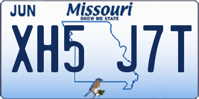 MO license plate XH5J7T