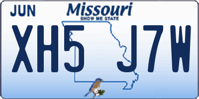 MO license plate XH5J7W