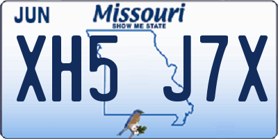 MO license plate XH5J7X