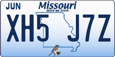 MO license plate XH5J7Z