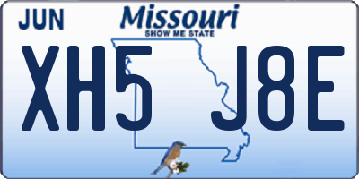MO license plate XH5J8E