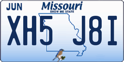 MO license plate XH5J8I