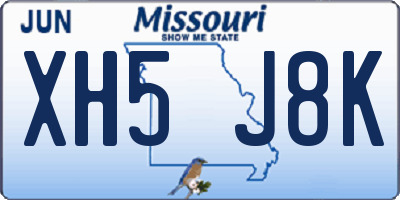MO license plate XH5J8K