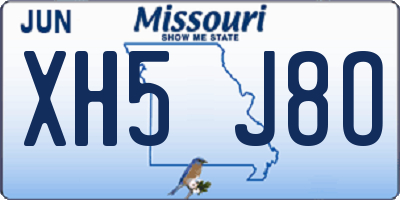 MO license plate XH5J8O