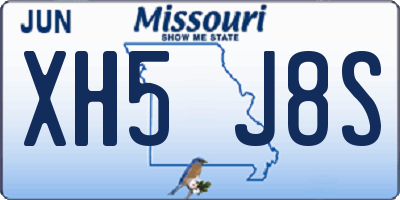 MO license plate XH5J8S
