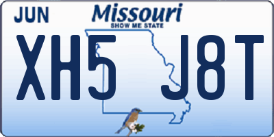 MO license plate XH5J8T
