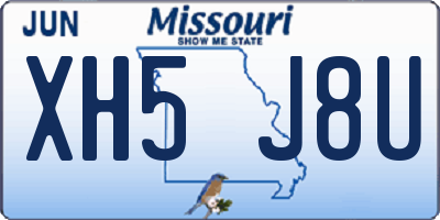 MO license plate XH5J8U