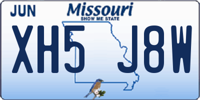 MO license plate XH5J8W
