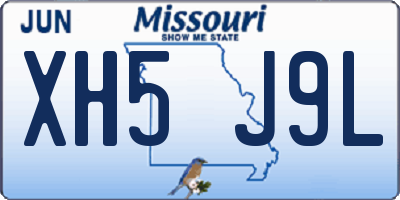 MO license plate XH5J9L