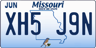 MO license plate XH5J9N