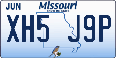 MO license plate XH5J9P