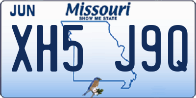 MO license plate XH5J9Q