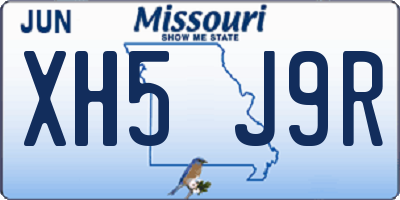 MO license plate XH5J9R