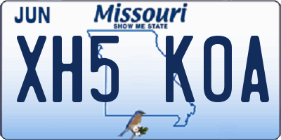 MO license plate XH5K0A