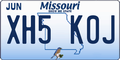 MO license plate XH5K0J