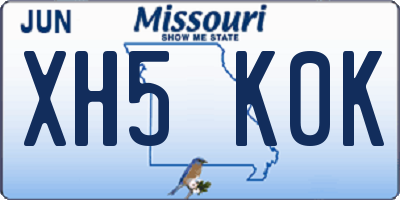 MO license plate XH5K0K