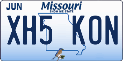 MO license plate XH5K0N