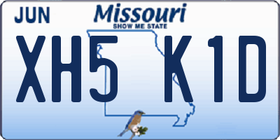 MO license plate XH5K1D