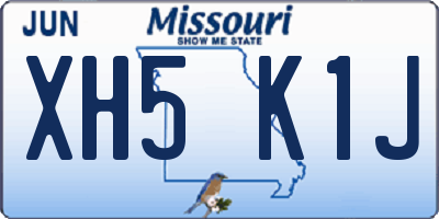 MO license plate XH5K1J