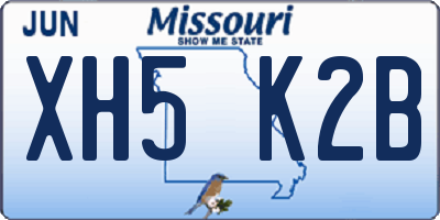 MO license plate XH5K2B