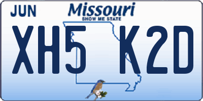 MO license plate XH5K2D