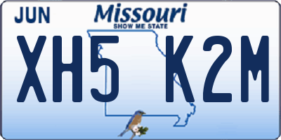 MO license plate XH5K2M
