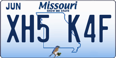 MO license plate XH5K4F