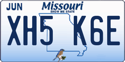 MO license plate XH5K6E