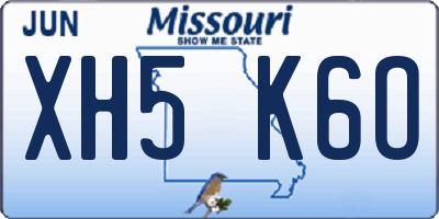 MO license plate XH5K6O