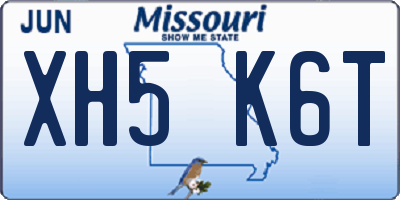 MO license plate XH5K6T