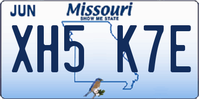 MO license plate XH5K7E