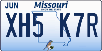 MO license plate XH5K7R