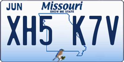 MO license plate XH5K7V