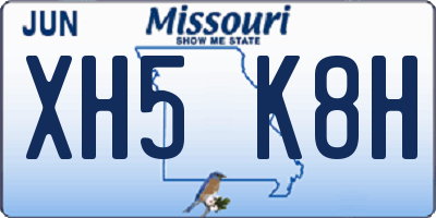 MO license plate XH5K8H
