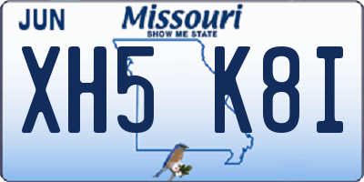 MO license plate XH5K8I