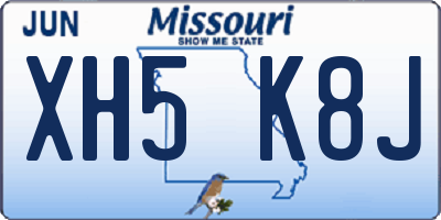 MO license plate XH5K8J