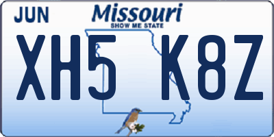 MO license plate XH5K8Z