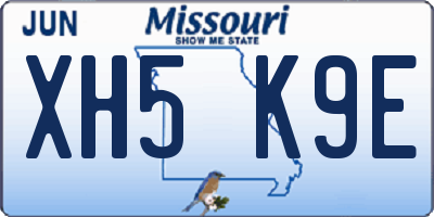 MO license plate XH5K9E