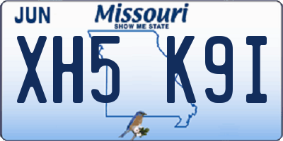 MO license plate XH5K9I