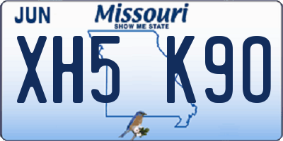 MO license plate XH5K9O