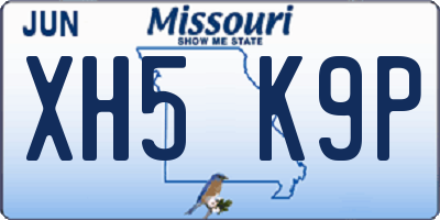 MO license plate XH5K9P